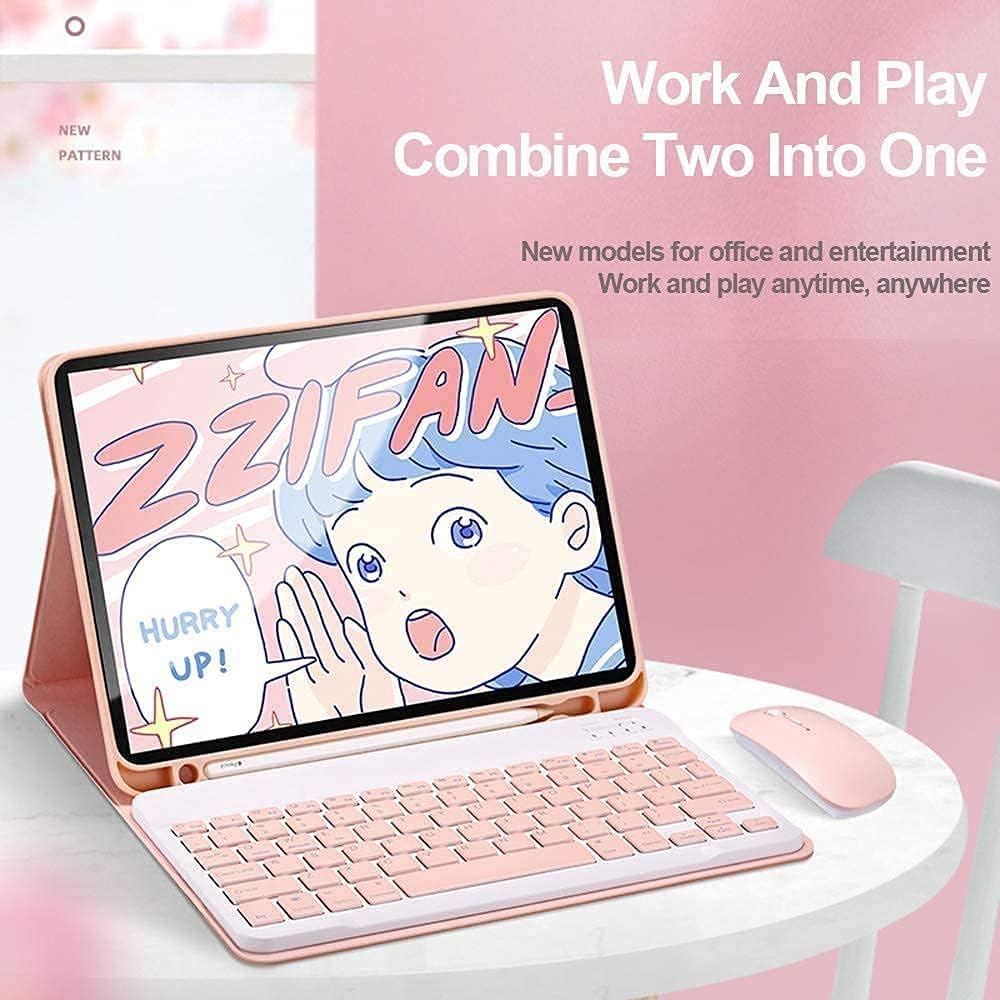 Keyboard Case for iPad Mini 7th(A17 Pro) 2024/Mini 6th Generation with Mouse,Case for iPad mini7/mini6 with Detachable Wireless Bluetooth Keyboard Pencil Holder Slim Smart Cover, Sky Blue
