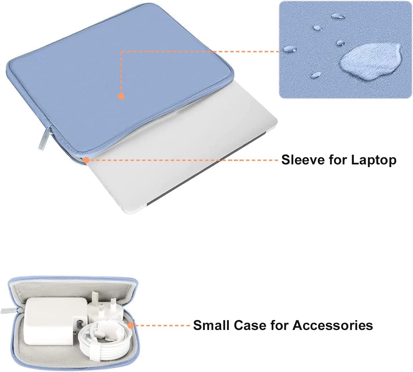 MOSISO Laptop Case 16 inch, 15-15.6 inch Laptop Sleeve Bag Compatible with MacBook Pro 16 inch, HP, Acer, Dell, Lenovo, ASUS Notebook, Neoprene Computer Sleeve Bag with Small Case, Serenity Blue