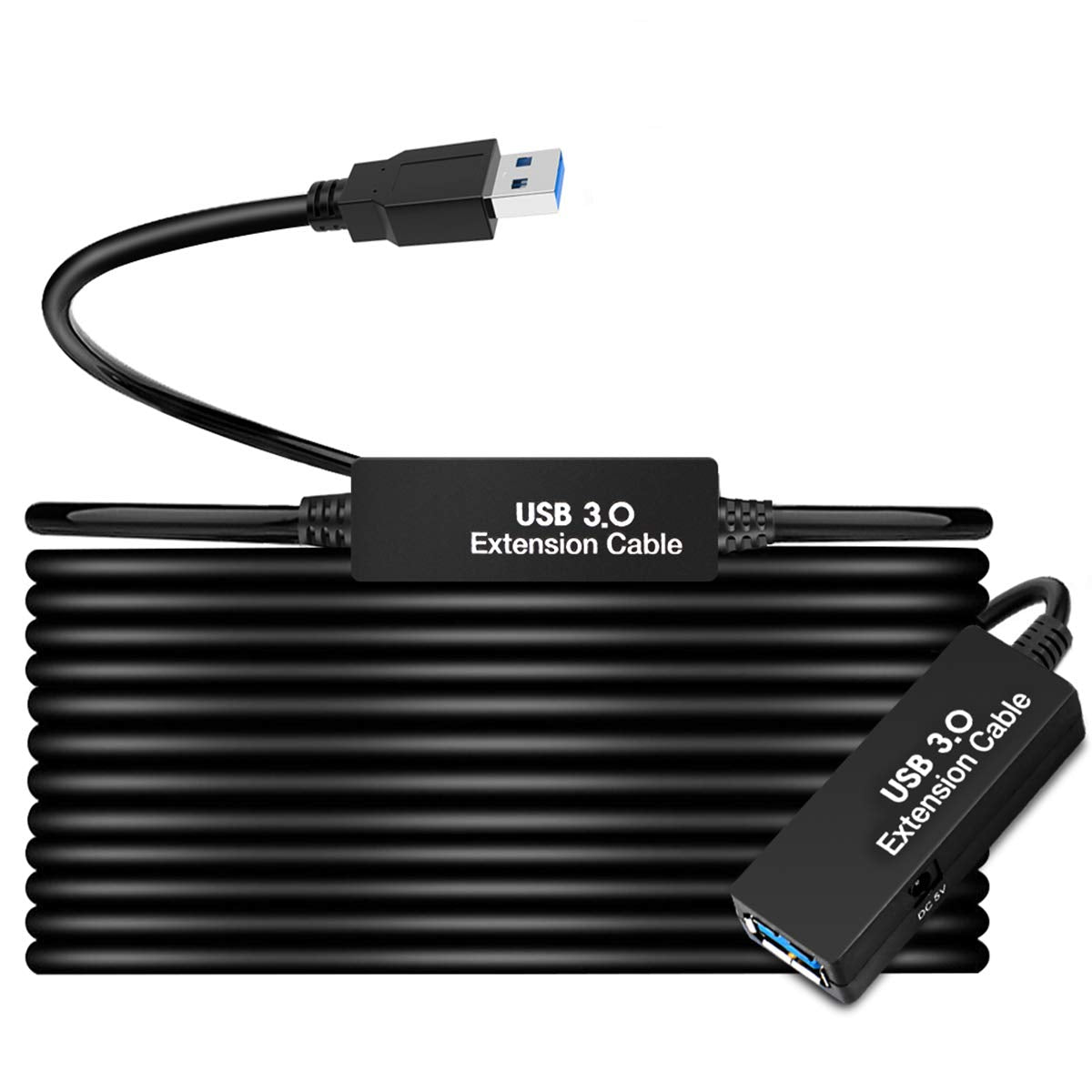 50FT USB 3.0 Extension Cable,Active Type A-Male to A-Female Extender Cord, 2 Signal Boosters,Compatible Oculus Quest 2/3 VR,Printer, Webcam,Xbox, PS4 and More,