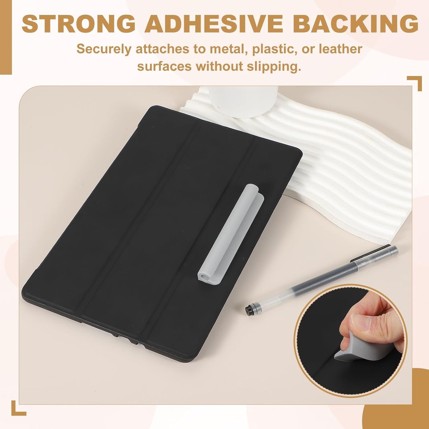 PATIKIL 2 Pcs Adhesive Pencil Holders, 105mm Long Universal Pencil Clip Silicone Pen Holder Office Pen Organizer for Desk Wall Clipboard Notebook Tablet Case Stylus, Purple