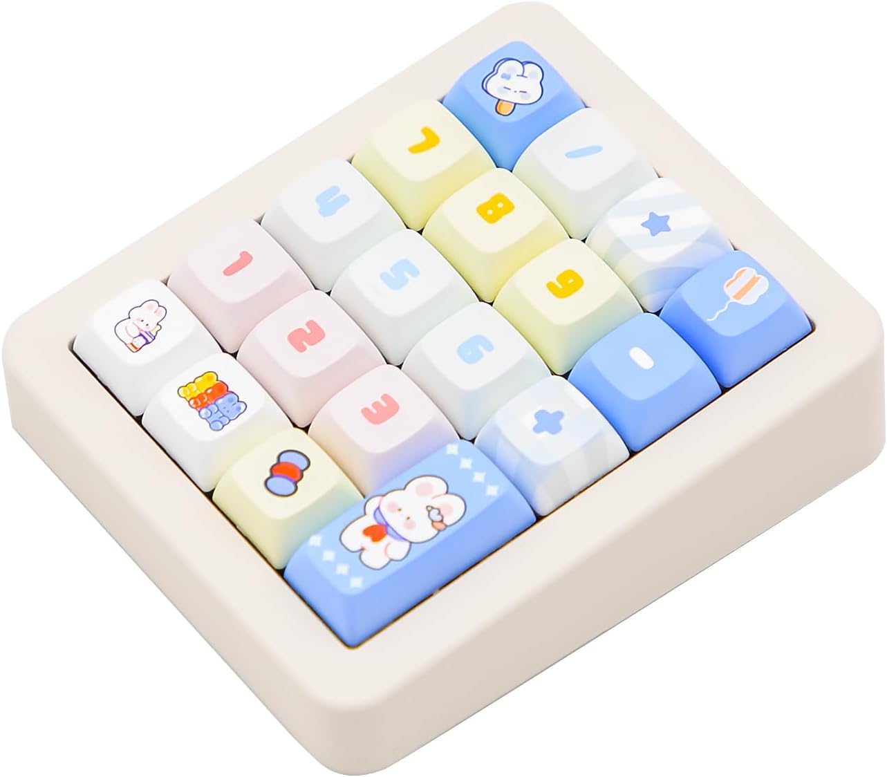 Adventurers K812 Wired Mechanical Numeric Keypad, 19-Key Hot-Swappable RGB Numpad, Macro Programmable, Detachable Type-C Cable, Game/Office Mode Switch – for PC/Laptop/Desktop (Cream White)