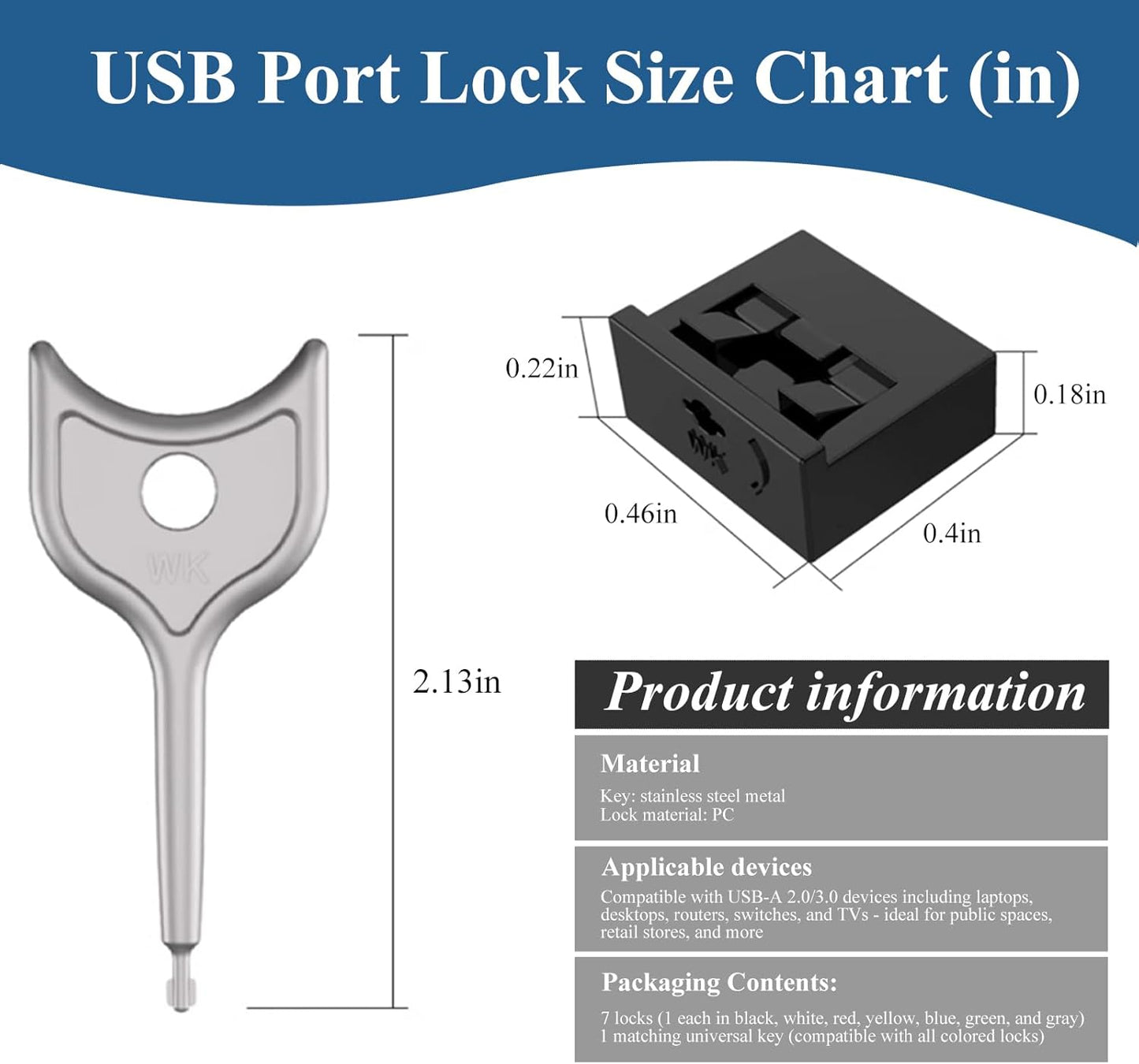105 PCS USB Port Blockers with 10 Locks for PC, Laptop Removable Type-A Data Protection,Dust & Moisture Resistant Shield（Mixed Colors Packs Svailable for Port Sorting）