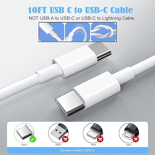 iPhone 16/15 Charger, USB C Charger, 2-Pack 20W Type C Fast Wall Charge Power Adapter, 6FT 60W USB-C to C Cable for iPhone 16/15 Pro/15 Pro Max, iPad Pro 12.9/11 inch, New iPad Air 5/4th, AirPods Pro