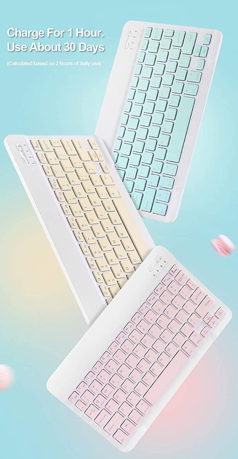 AnMengXinLing Lovely Keyboard Case for iPad 9th/8th/7th Generation with Mouse,Case for iPad9 iPad8 iPad7 10.2 inch with Pencil Holder and Deatachable Keyboard Mouse, Sky Blue