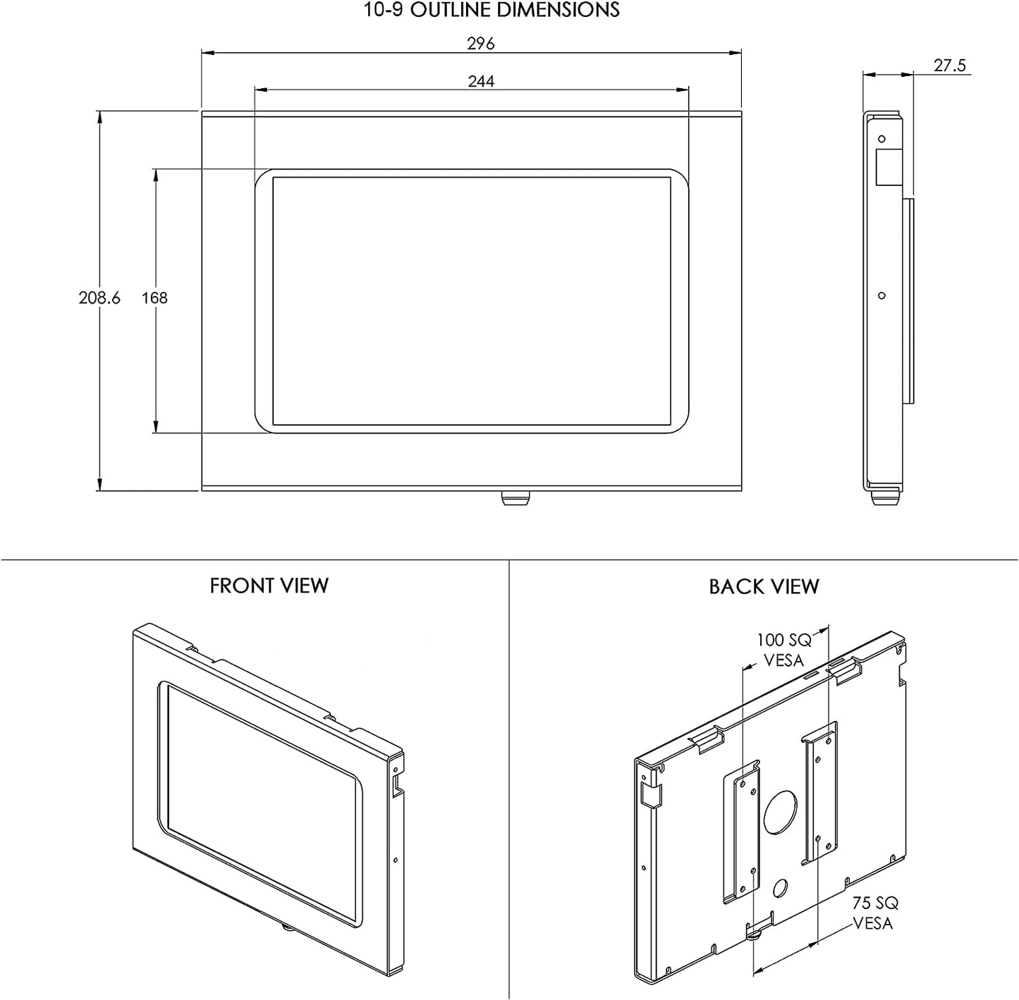TABcare Locking Security Metal Case for Apple iPad Pro 11" 1st, 2nd, 3rd, 4th gen. for Kiosk, POS, Store, Show Display (Black, iPad Pro 11 1/2/3/4)