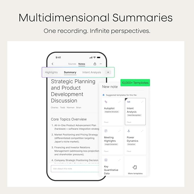 Plaud NotePin Voice Recorder, AI Voice Recorder, App Control, AI Notetaker, AI Transcribe & Summarize, Support 112 Languages, 64GB Memory, Audio Recorder for Lectures, Meetings, Sunset Purple