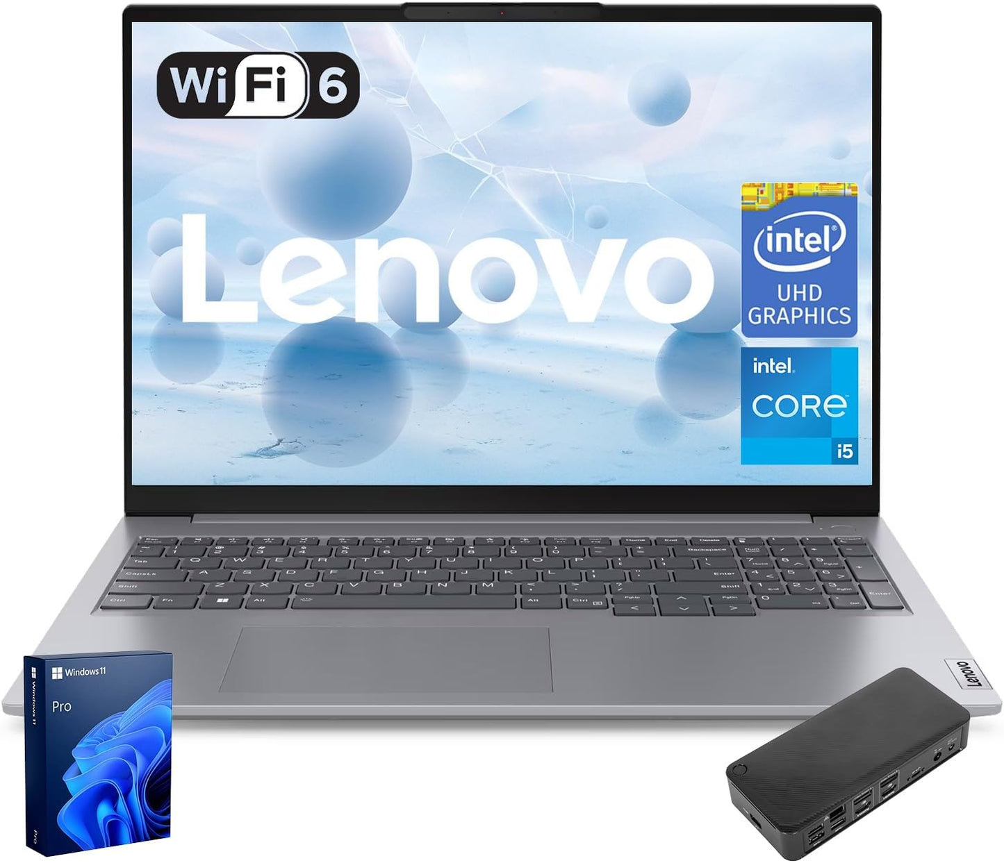 Lenovo ThinkBook 16 Business Laptop, 16" FHD+ Display, 8-Core Intel i5-13420H, 32GB DDR5 RAM, 2TB SSD, HDMI, SD Card Reader, Wi-Fi 6, Windows 11 Pro, Bundle with Targus USB-C 100W Docking Station