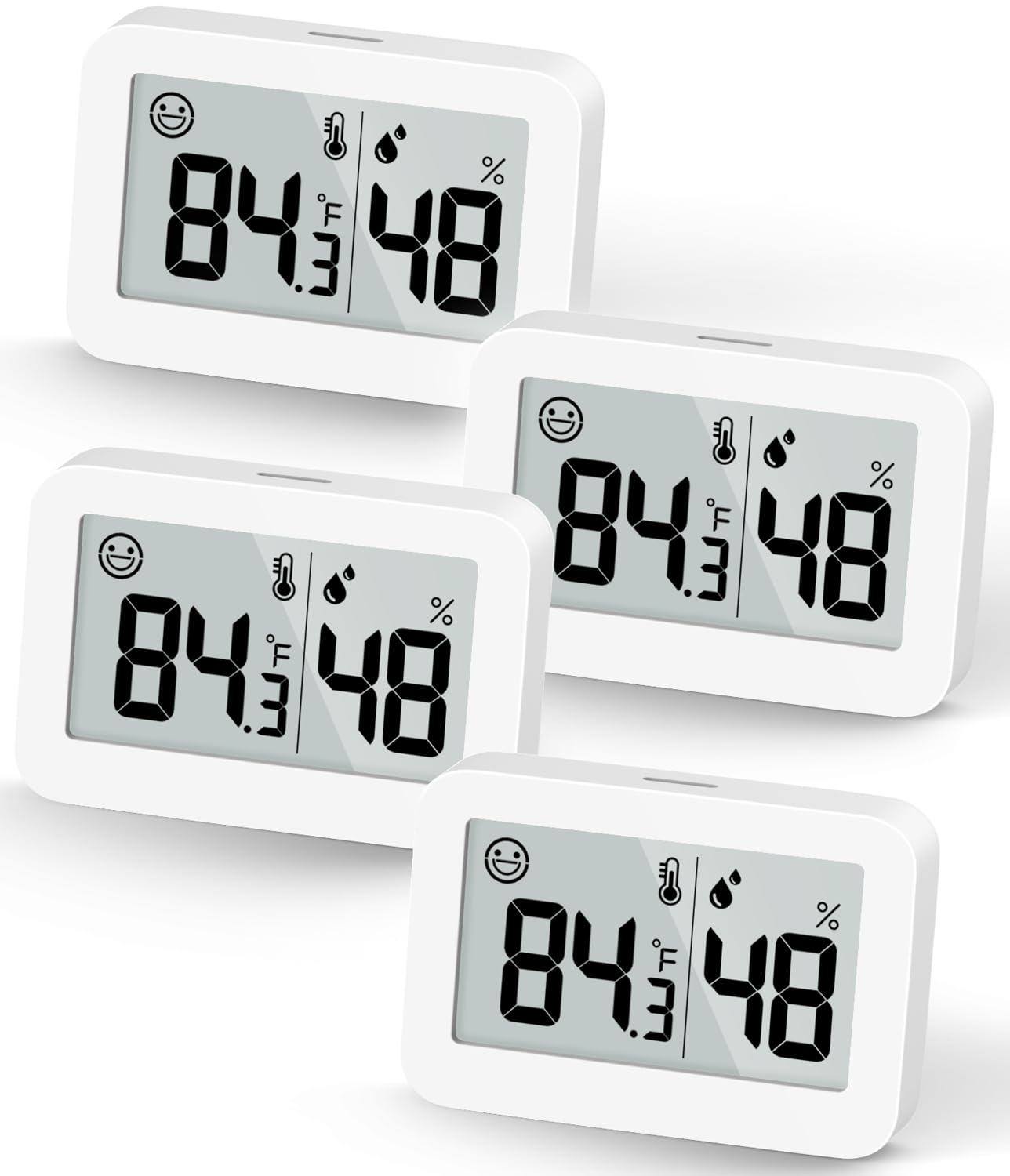 DOOMAY Mini Hygrometer Indoor Thermometer, Digital Humidity Gauge with Celsius Fahrenheit Switch Button,Humidity Meter Temperature Monitor for Babyroom Cellar Reptile Incubator Closet (4, White, 5 CM)