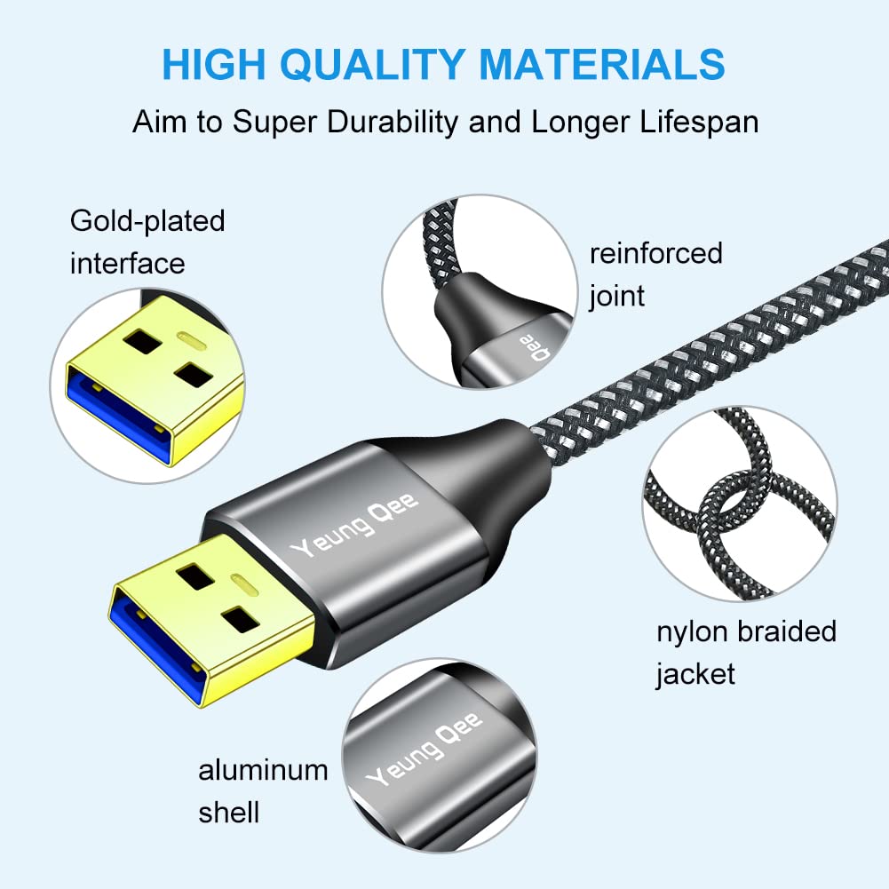 USB 3.0 A to A Male Cable 3 ft,Super Speed Type A Male to Male Cable USB 3.0 Double End USB Cord for Hard Disk, Cameras,Laptop Cooler, DVD Player and More (3FT/1M)