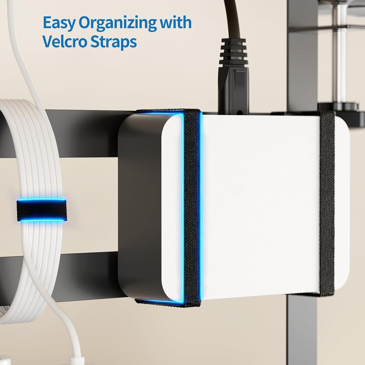 YECAYE Under Desk Cable Management Tray, All-Metal Clamp-Mount Cable Management Organizer Tray, Computer Cord Organizer Rack, Standing Desk Wire Organization for Office and Home, Black
