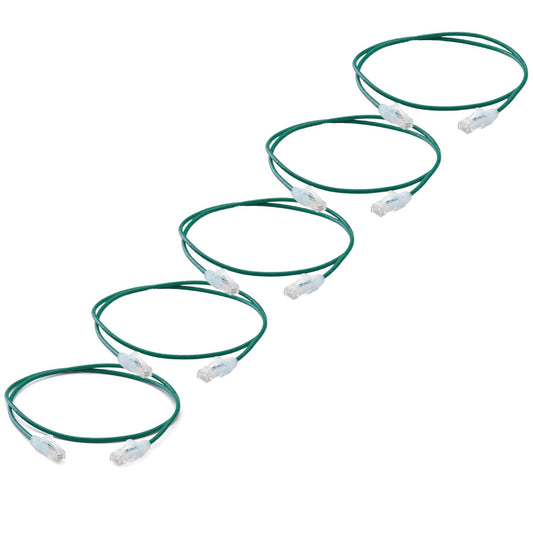 TRUECABLE Cat6 Component Rated Patch Cable, Unshielded (U/UTP), 3ft, Green, 28AWG Solid Copper, Snagless 10G High-Speed Ethernet Cable, PoE++ 4PPoE 100W, UL Listed, RoHS-3, 5 Pack