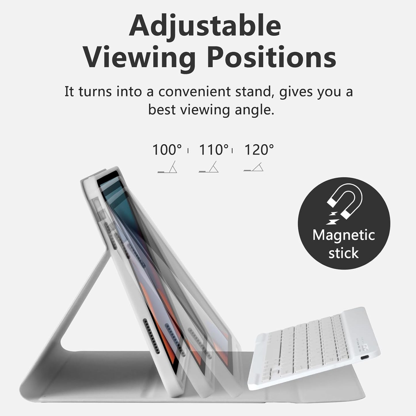 MMK iPad A16 Case (2025, 11"), iPad 10th Generation Case with Keyboard (2022, 10.9"), Wireless Detachable Keyboard, Pencil Holder (Grey)