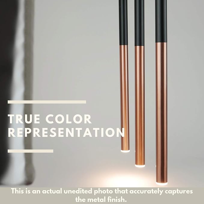 ALTAIR 4 Mini Pendant Lighting Black-Copper - LED Hanging Light Fixture for Kitchen Island, Bar, Foyer - Cluster Pendants - Dimmable, Adjustable Wire, Lamp Bulb Included