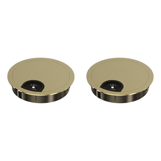 2 Pack Desk Grommet 2-1/8 Inch 53mm, Zinc Alloy Computer Desk Wire Hole Cover, Office Desktop Cord Cable Hole Metal Ring, Bronze Tone