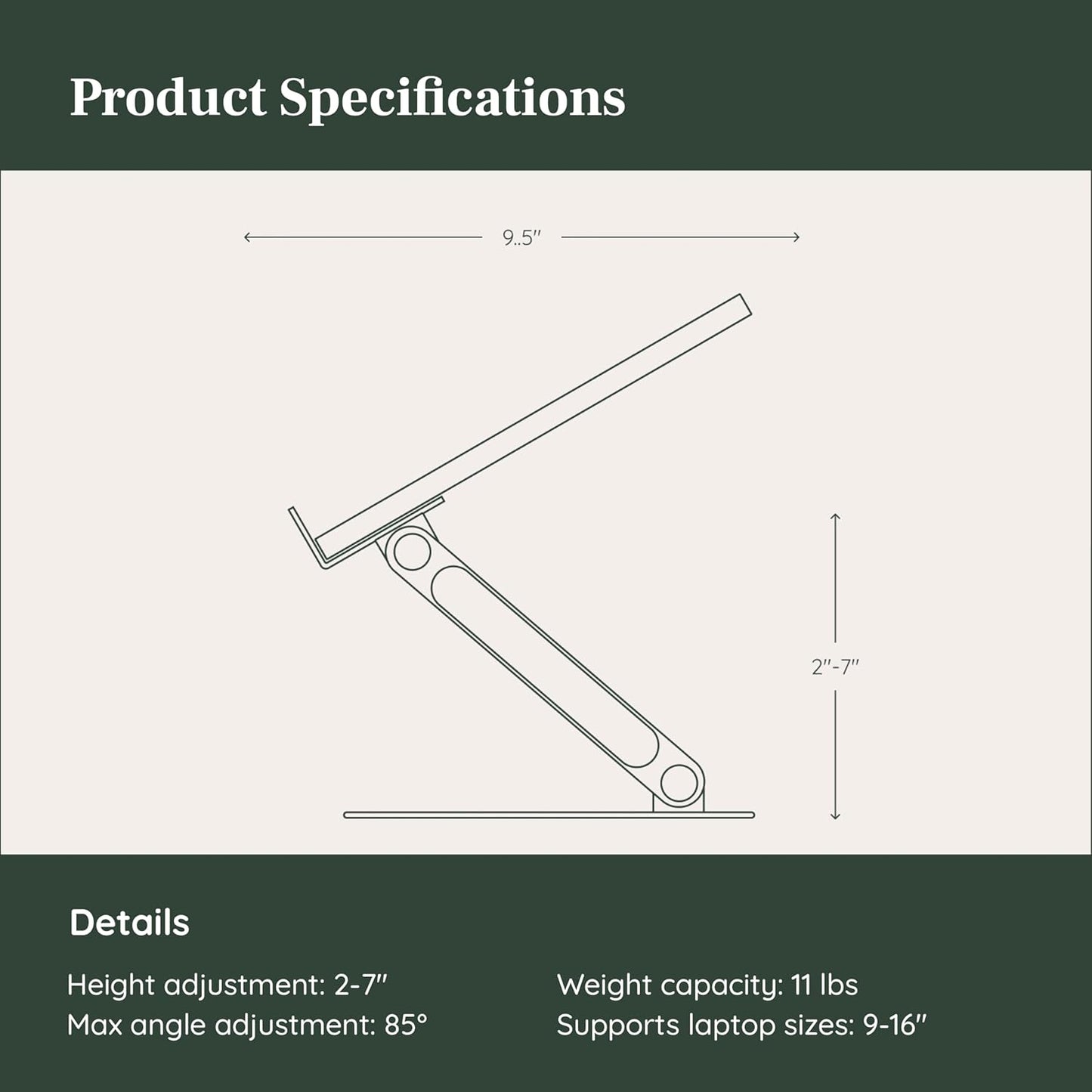 Branch Adjustable Laptop Stand - Elevate Ergonomics & Reduce Strain, Laptop Riser Customizable Height & Angle, Portable & Robust Design for Home or Office, Secure Silicon Grips - Woodgrain