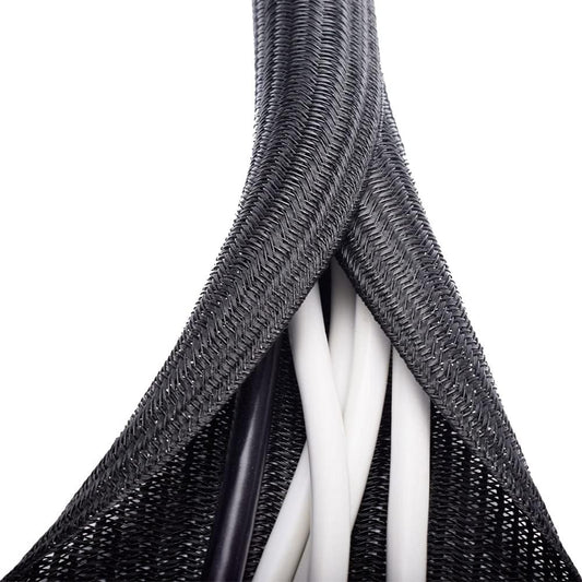 ZhiYo 6.6ft - 1 inch Cable Sleeve, Cord Wrap Wire Protector Tubing for Pets, PC Cable Wrap, Computer Cable Management Sleeve - Black
