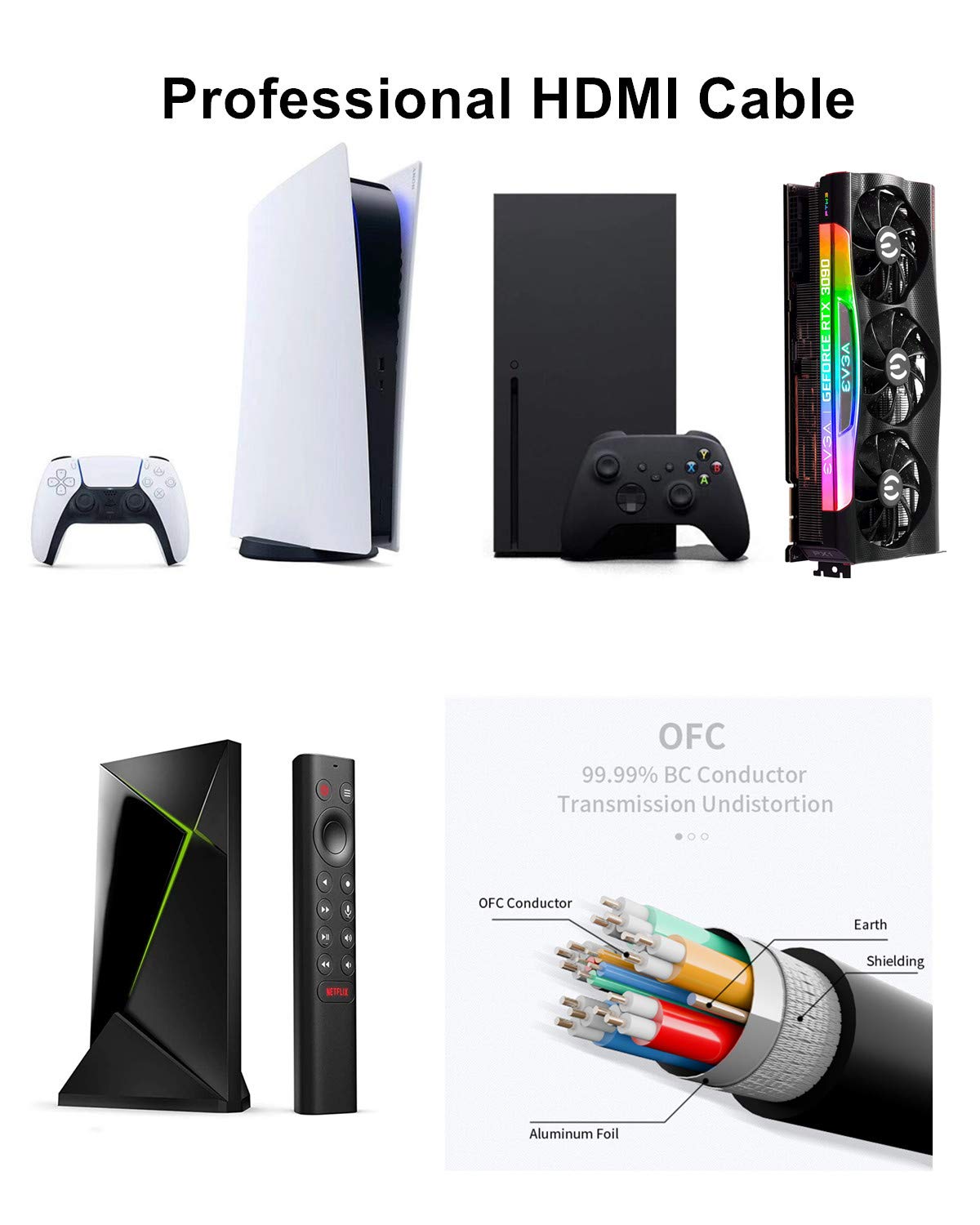 10K 8K 4K HDMI Cable 48Gbps 15 FT, Certified Ultra High Speed HDMI® Cable 4K 240Hz 144Hz 120Hz 8K60Hz 0.01ms HDR10+ eARC HDCP2.3 Netflix Roku TV PC Monitor Projector PS5 Xbox