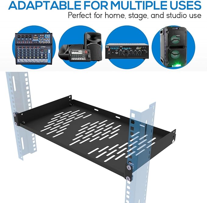 Beiyier 1U Server Rack Shelf, Suitable for 19" Network Equipment Racks and Cabinets, Ventilated Cantilever Tray, Depth of 12 inches, Well-Ventilated (1PCS, Black)