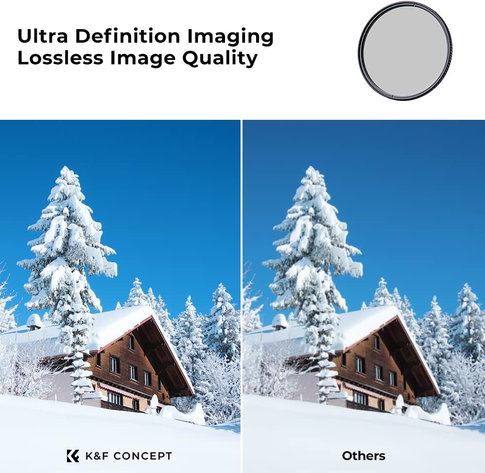 55mm Circular Polarizers Filter, K&F CONCEPT 55MM Circular Polarizer Filter HD 28 Layer Super Slim Multi-Coated CPL Lens Filter (Nano-X Series)