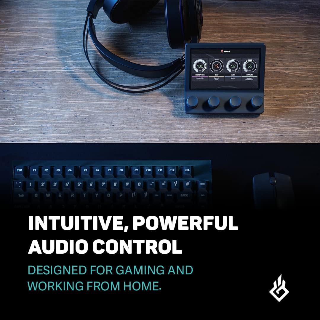 BEACN Mix - USB C Windows Audio Controller with a Beautiful 5” Color Display and 4 Smooth Push-Button encoders for Streaming, Gaming, Podcasting, and Work from Home Applications (Dark)