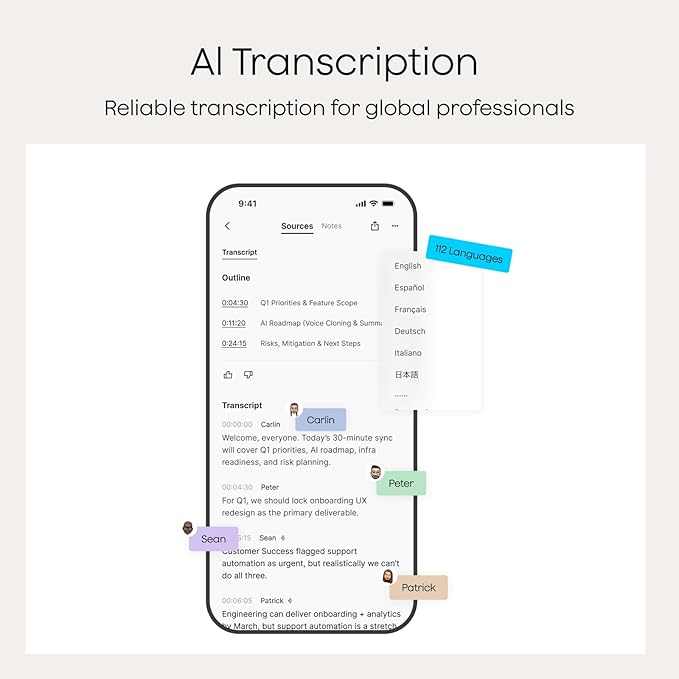 Plaud NotePin Voice Recorder, AI Voice Recorder, App Control, AI Notetaker, AI Transcribe & Summarize, Support 112 Languages, 64GB Memory, Audio Recorder for Lectures, Meetings, Cosmic Gray