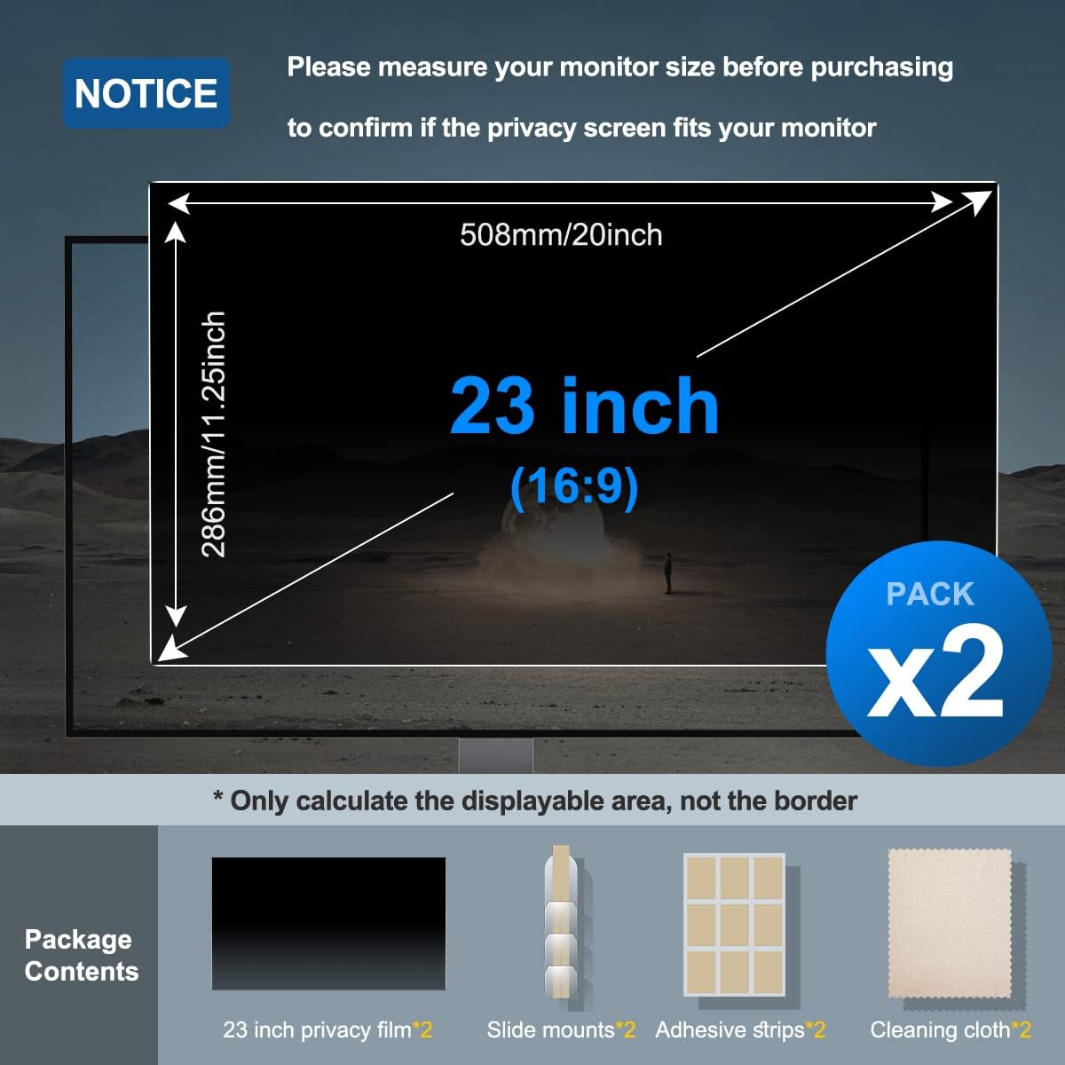 [2-Pack] 23 Inch Privacy Screen for Monitor Computer Screen Privacy Filter for 16:9 Widescreen Monitor Desktop PC Monitor Privacy Film Monitor Privacy Shield and Anti-Glare Protector