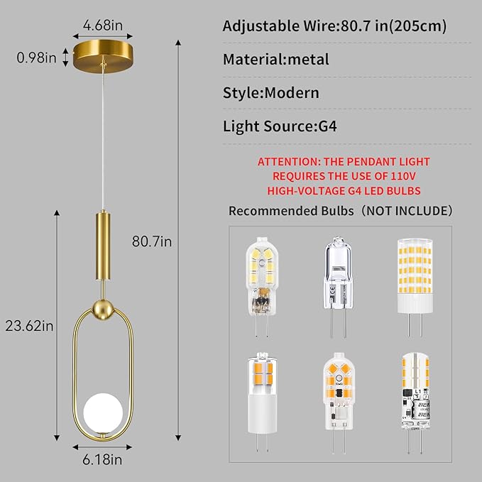 Modern Oblong Glass Pendant Light fixtures 1-Light, Simplicity Gold Pendant Lighting, Mid Century Chandelier for Kitchen Island Dining Room Bedroom Entryway Hallway(3-Pack)