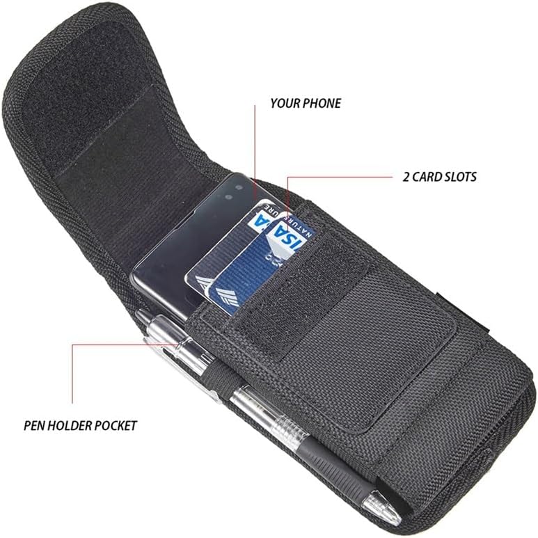 Cell Phone Holster for iPhone 17 16 15 14 13 Pro Max, 17 Air, 16 15Plus, Galaxy Z Fold 7 6 S25 S24 Ultra Plus A16 A36 5G Case with Belt Clip Belt Holder Pouch (Fits Phone with Otterbox Case on) Black