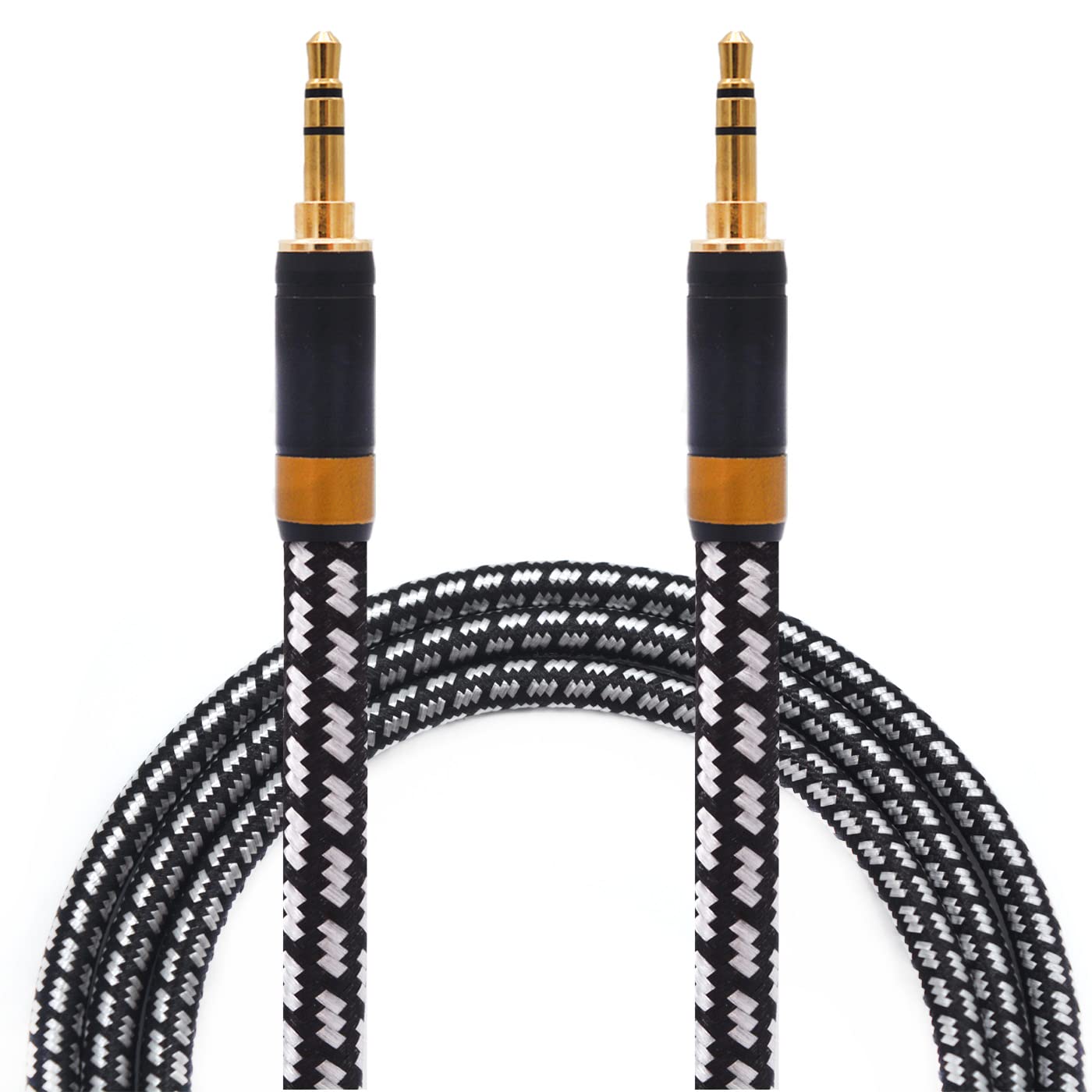 Aux Cord, Audiophile 3.5mm Stereo Audio Cable [0.75m (2.5 Feet), Silvered-Plated Copper core], Unbreakable and Great for Laptop, Tablets,Headphones, Cars and More.