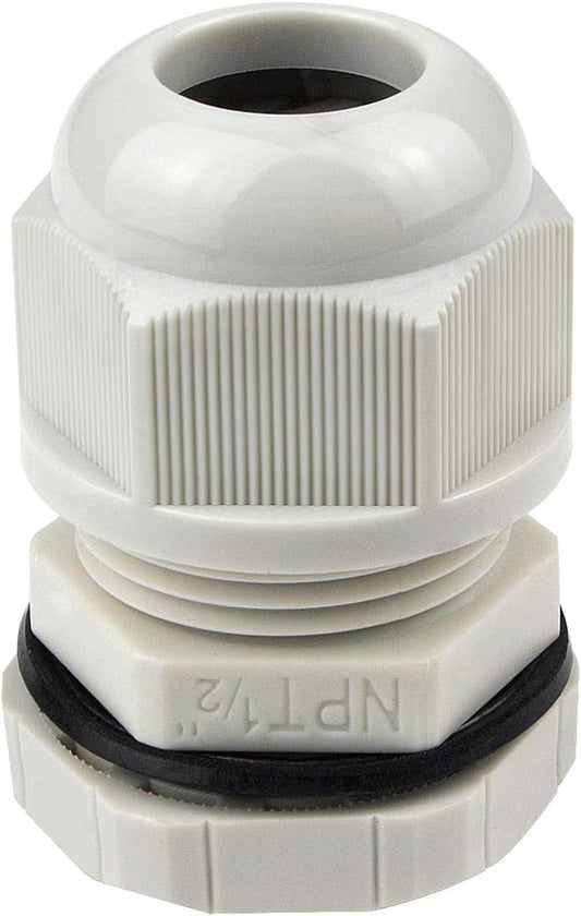 XHF 50 Pcs 1/2" IP68 Strain Relief Nylon Cord Grip Waterproof NPT Cable Glands Adjustable UL Listed and RoHS Compliant (Grey)