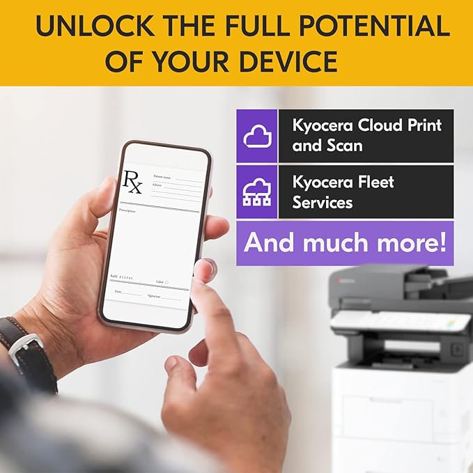 KYOCERA ECOSYS MA5500ifx All-in-One Monochrome Laser Printer (Print/Copy/Scan/Fax), 57 ppm, Up to Fine 1200 dpi, Gigabit Ethernet HyPAS Capable, 7 inch Touchscreen Panel, 512 MB