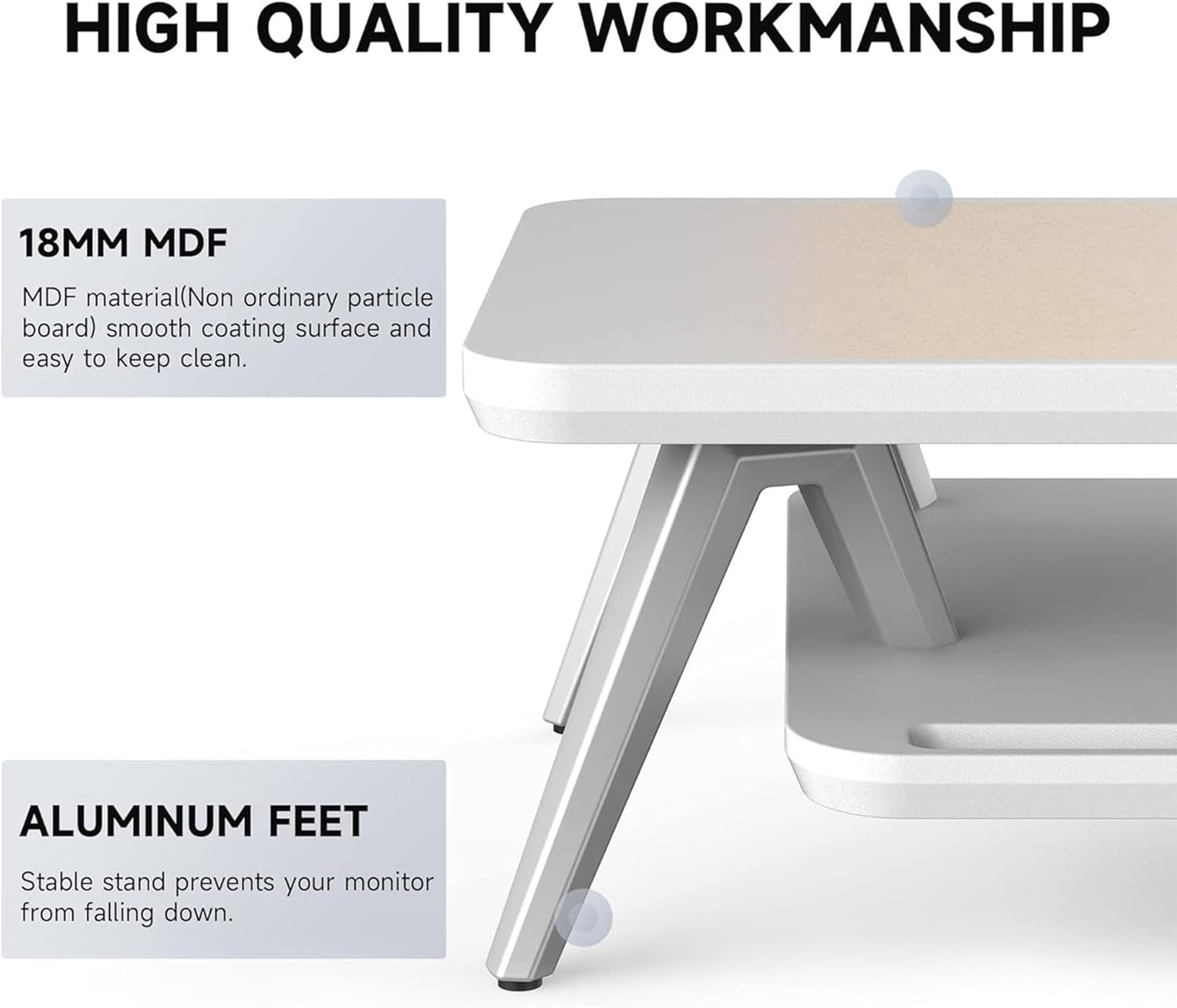 Fenge Dual Monitor Stand, Monitor Riser for 2 Monitors with Adjustable Laptop Riser , 42.5 Inch Desk Shelf for Top of Desk with Phone Holder& Headphone Stand