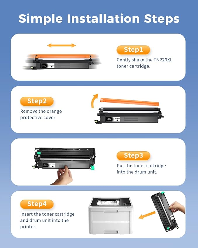TN229XL Toner Cartridges Compatible Replacement for Brother 229XL Toner Cartridges 4 Pack TN229XL TN229 XL BK/C/M/Y for MFC-L3780CDW HL-L3280CDW MFC-L3720CDW HL-L3220CDW HL-L3300CDW HL-L3295 Printer