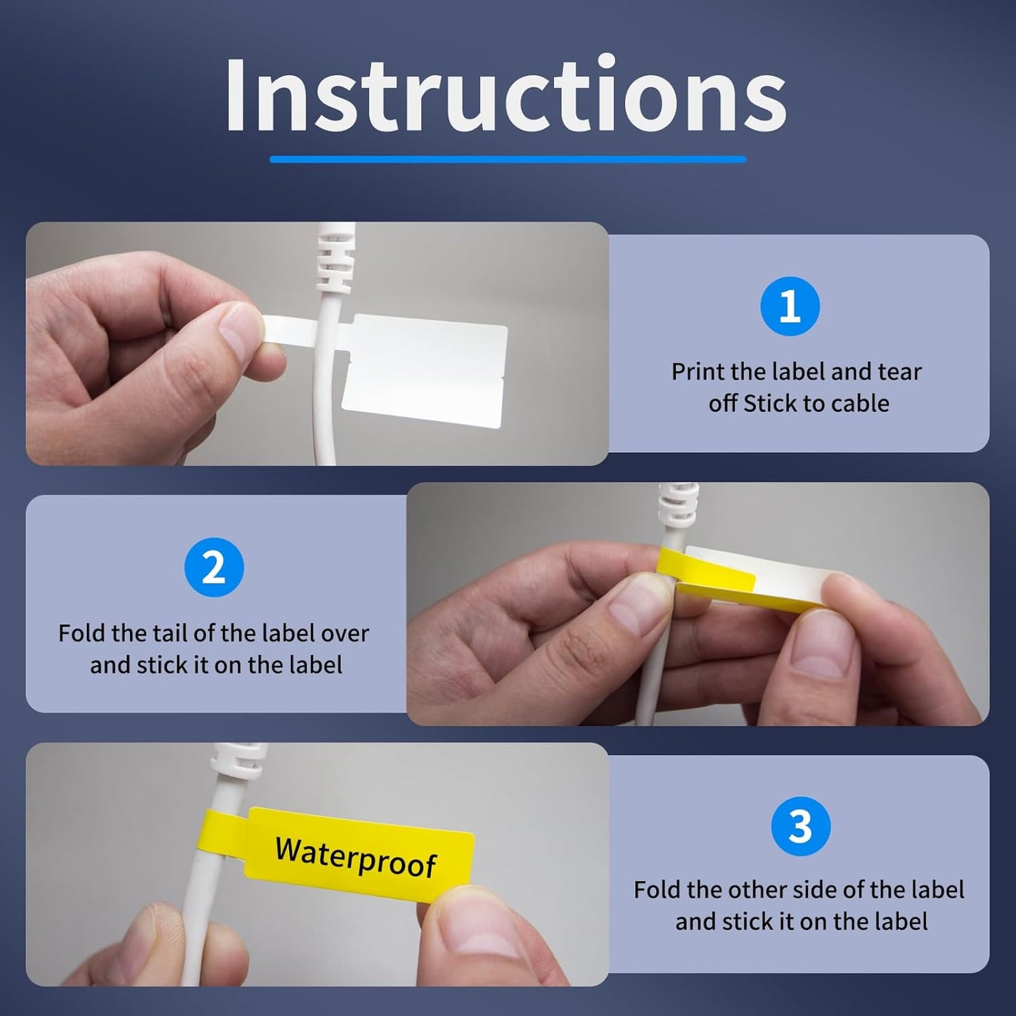 200 Pcs Cable Labels - Waterproof Wire Cord Label, Tear Resistant Wire Labels, Self Adhesive Cord Organizing Label, for Cable Management, Compatible with PUQU AQ20 Label Makers(White) 30 * 90mm