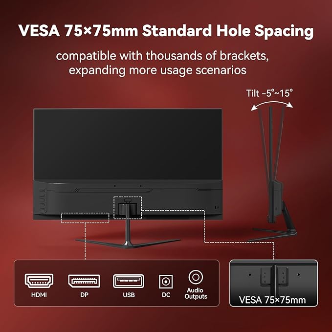 24.5 Inch Gaming Monitor 200Hz FHD (1920x1080) Computer Monitor Built-in Speakers, VA Panel, FreeSync, HDR10, 99% sRGB, FreeSync, HDMI&DP, Design VESA (75 x 75mm)