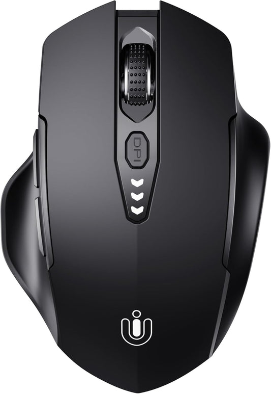 Bluetooth Mouse,[Upgraded] Rechargeable Wireless Mouse (BT 5.0/4.0+2.4G Hz),Computer Mouse with Visible Battery Level, 4 Adjustable DPI, Portable PC Mouse for MacBook Chromebook,Black