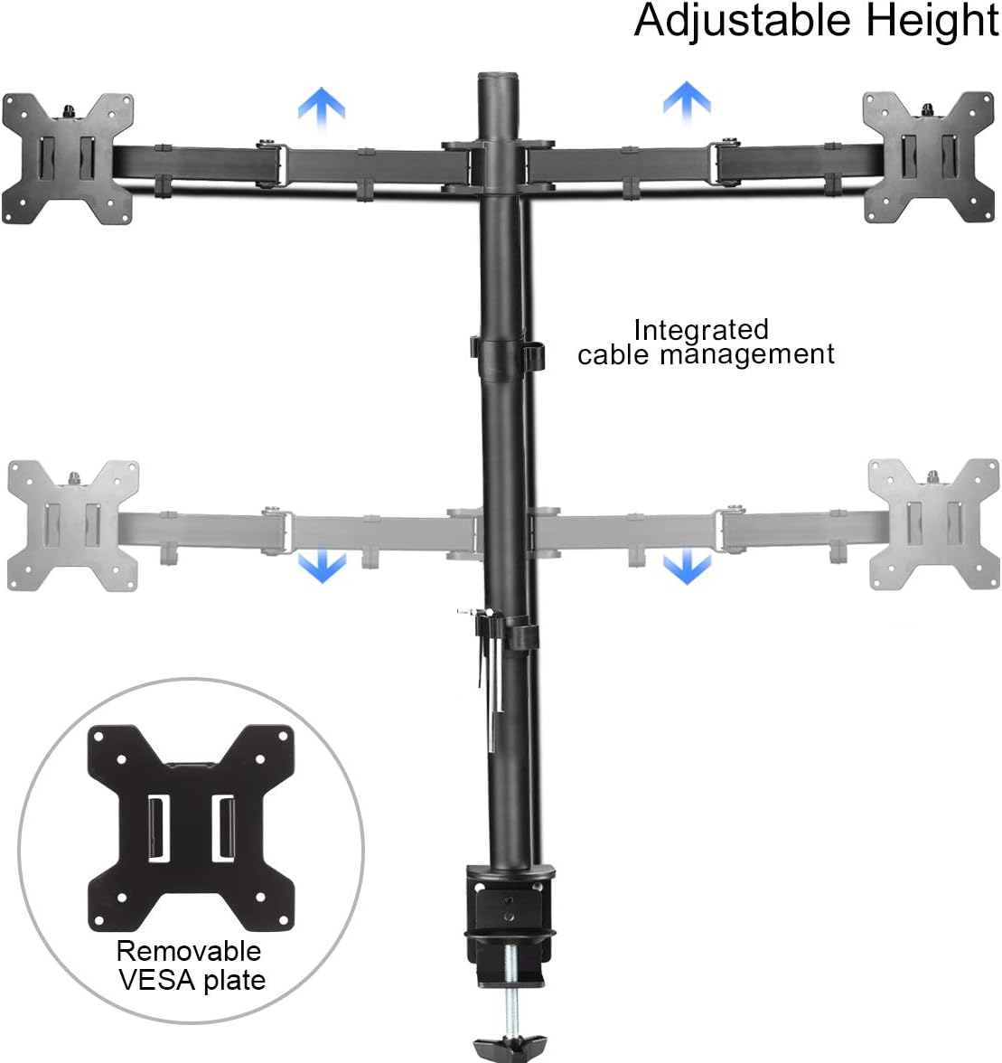 Suptek Dual Monitor Desk Mount, Adjustable Dual Monitor Arm for 2 Computer Screens up to 27 inch, Extra Tall 31.5" Pole Dual Monitor Stand for Desk, Holds up to 22 lbs(MD6842)
