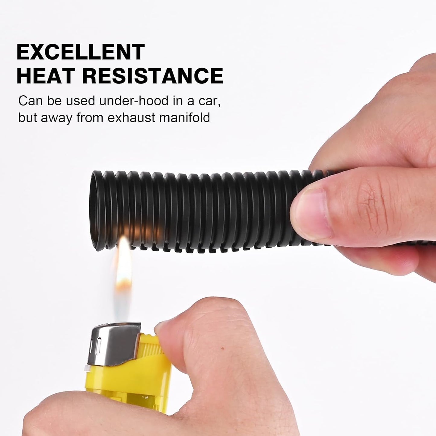 CrocSee 10ft - 3/4 inch Flame Retardant Split Wire Loom Tubing with Installation Tool - Flexible Wire Covers Cord Protectors - Black