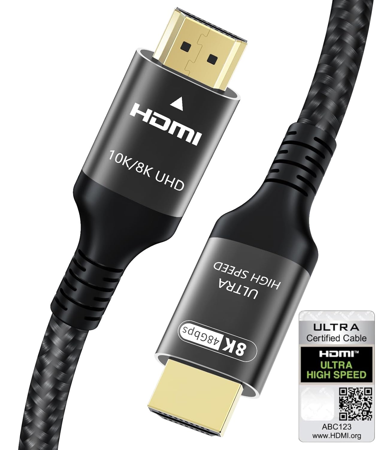 Certified 10K 8K HDMI 2.1 Cable 13 FT, 48Gbps Ultra High Speed HDMI Cable with Ethernet 4K 240Hz 165Hz 144Hz 120Hz 8K60Hz eARC HDCP2.3 HDR10+ PC Laptop TV Monitor Projector