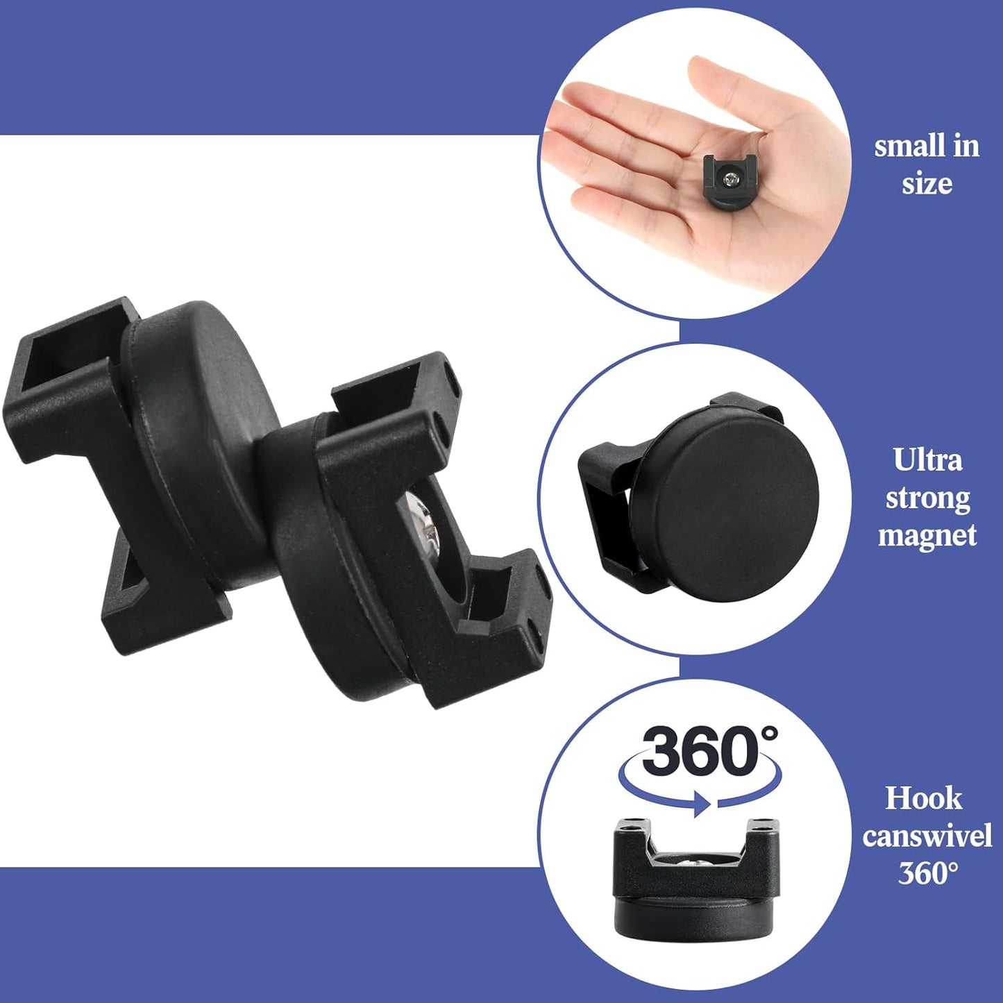 Yookeer 50 Pcs Magnetic Zip Tie Mount Base Black Magnetic Cable Clips Wire Holder Multipurpose Cable Ties Management Base Electrical Supplies for Wire (22 mm)