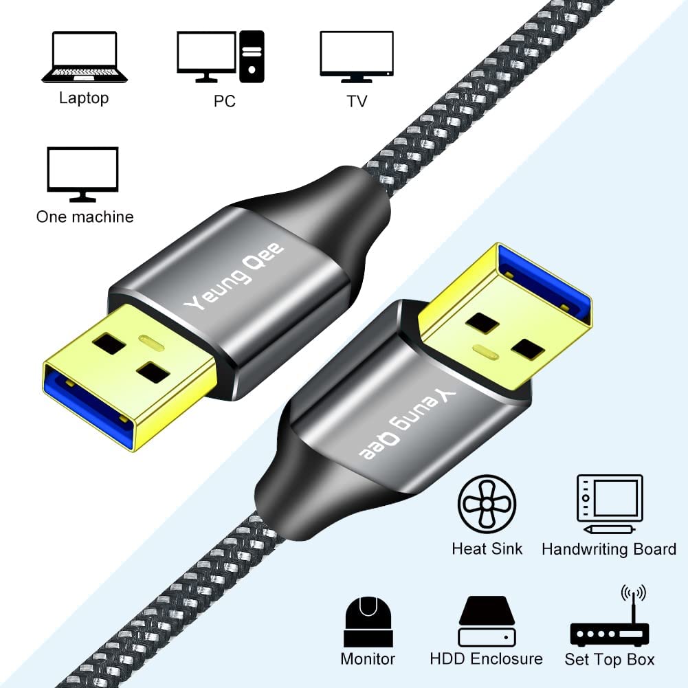 USB 3.0 A to A Male Cable 1.5 ft,Super Speed Type A Male to Male Cable USB 3.0 Double End USB Cord for Hard Disk, Cameras,Laptop Cooler, DVD Player and More (1.5FT/0.5M)