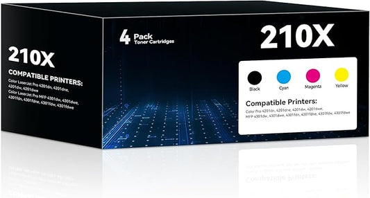 210X Toner Cartridges 4 Pack Compatible for hp 210X Toner cartridges for HP Color LaserJet Pro MFP 4301fdw 4201dw 4201dn 4301fdn 4201dne 4201dwe 4301dw Printer(Black/Cyan/Yellow/Magenta)