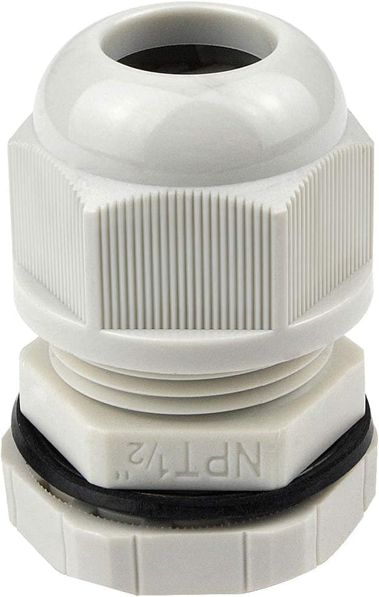 XHF 10 Pcs 1/2" IP68 Strain Relief Nylon Cord Grip NPT Cable Glands Adjustable UL Listed and RoHS Compliant (Grey)