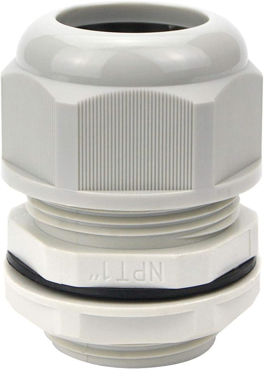 XHF 20 Pcs 1" IP68 Strain Relief Nylon Cord Grip Waterproof NPT Cable Glands Adjustable UL Listed and RoHS Compliant (Grey)
