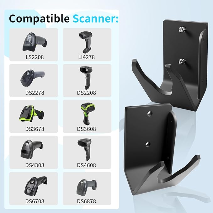 Scanner Holder for Desk Barcode Scanner for Motorola Symbol Zebra Honeywell Barcode Scanner Holder LS2208 DS3608 1300G with Screws & Adhesive Tape (2)