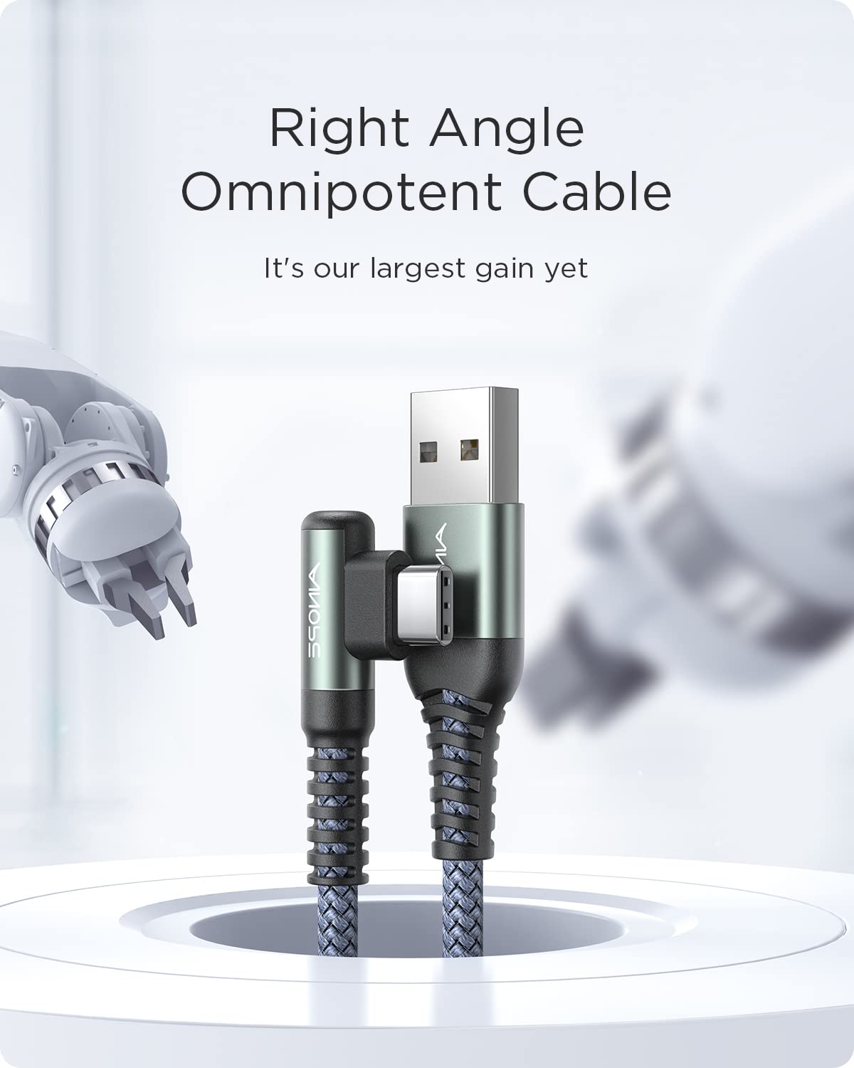 AINOPE USB to USB C Cable 6.6FT 3.1A Fast Charge, Right Angle Fast Charger Type C Cable, Resistant Nylon Braided USB C Cord Compatible Galaxy S10 S9 S21, LG V30,V20,G6，Samsung Fast Charger