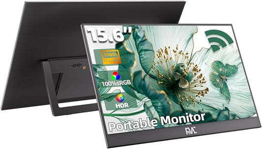 15.6 Inch Wireless Display Portable Monitor Support Mirroring for Phone, Miracast for Laptops, Wireless Network Adapter for PC, New Display Technology 180°Adjustable, HDMI for Laptops, Mobile
