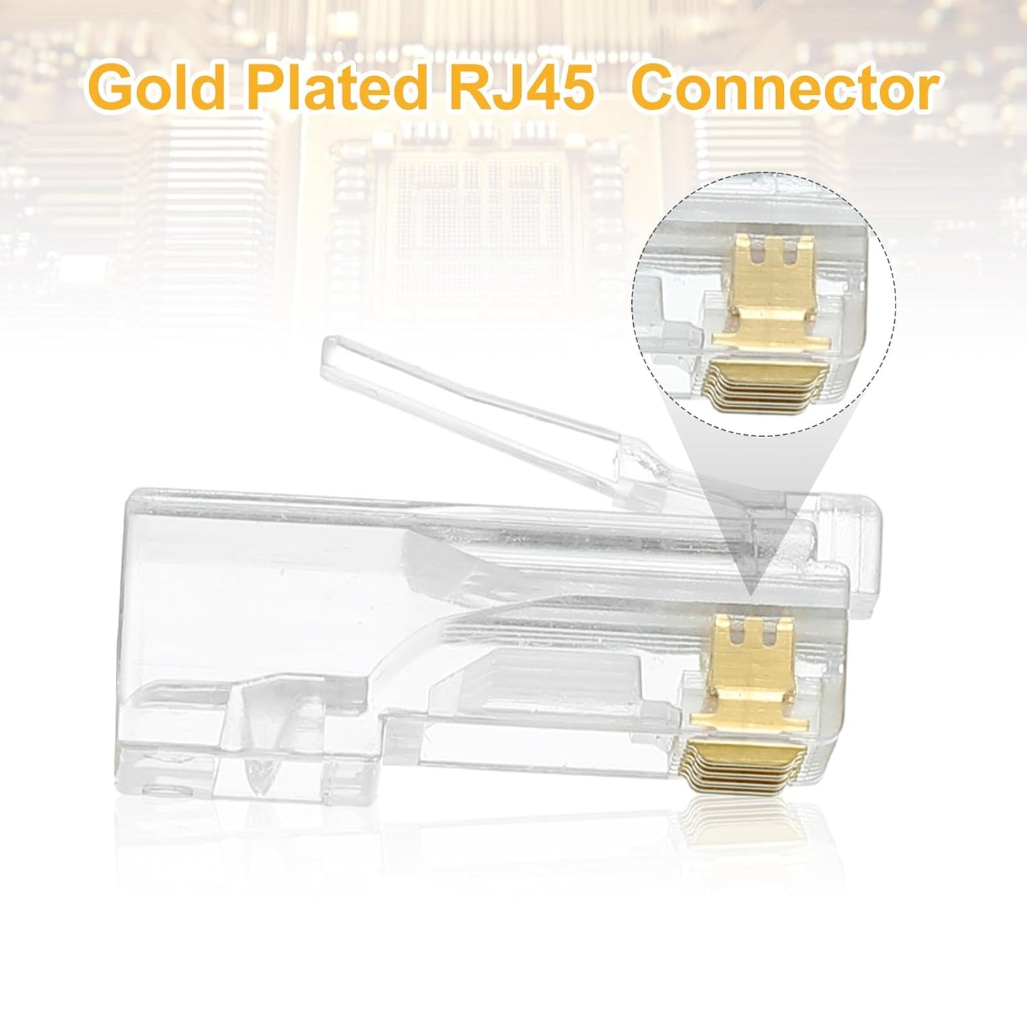 MECCANIXITY 60pcs Cat6 RJ45 Pass Through Connectors, RJ45 Connector 8P8C Gold Plated Plugs with 60pcs White Strain Relief Boots for Solid or Stranded UTP Ethernet Cable, 1.1mm