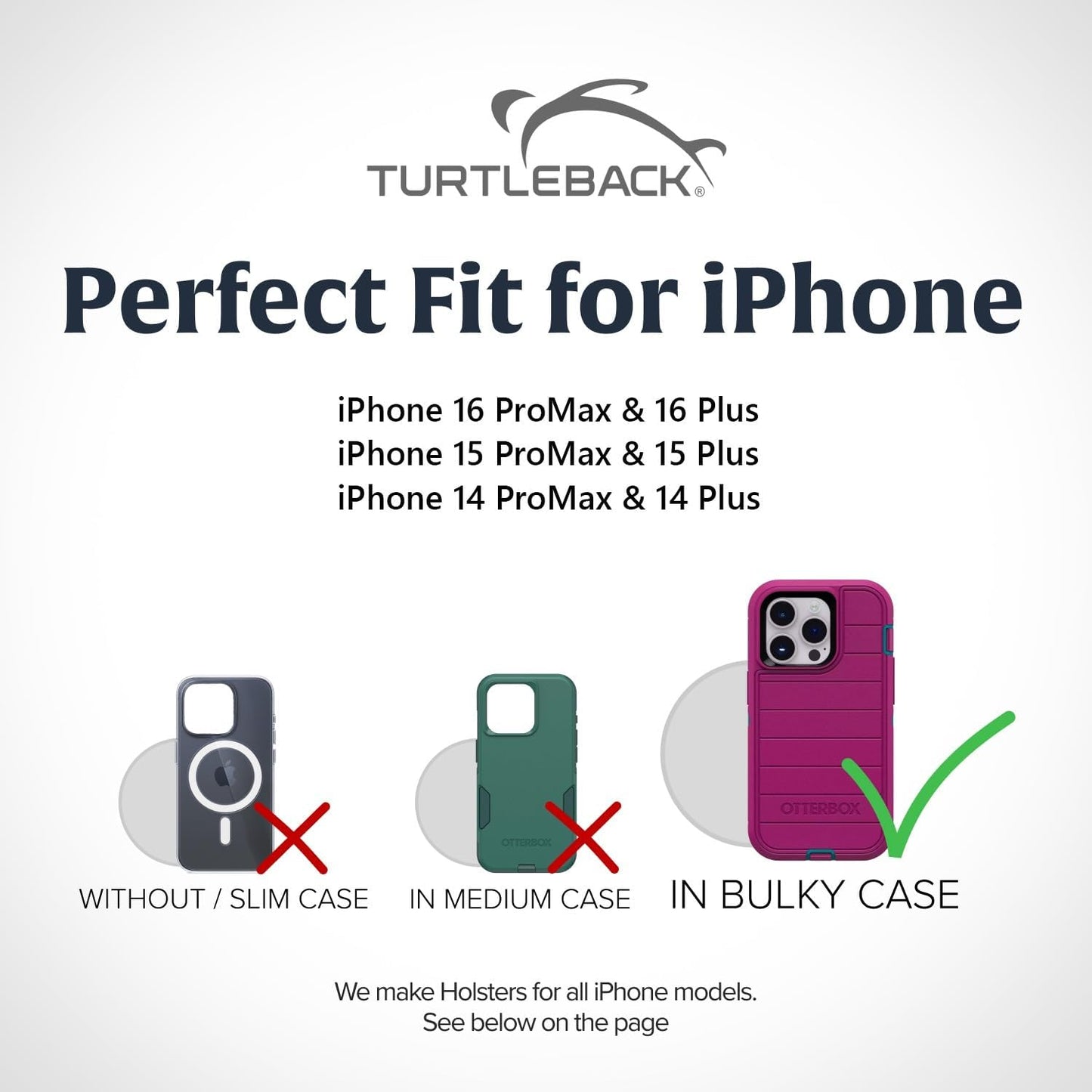 Turtleback Belt Clip for iPhone 16 Pro Max, 15 Pro Max, 14 Pro Max -Large- Fits w/Defender Bulky Style Cases, Premium Black Nylon, Horizontal Belt Holder, Magnetic Closure HD Rotating Belt Clip