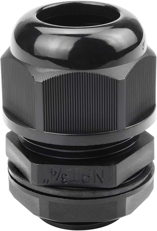 XHF 5 Pcs 3/4" IP68 Strain Relief Nylon Cord Grip NPT Cable Glands Adjustable UL Listed and RoHS Compliant (Black)